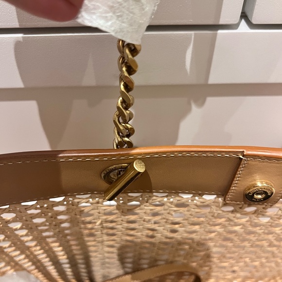 NEW YSL Saint Laurent E W shopping bag in woven cane and leather - Picture 6 of 13